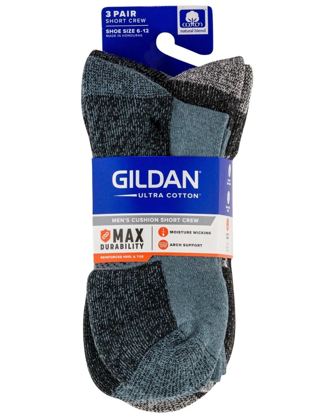 Gildan Ultra Cotton Short Crew Socks Shoe Size 6-12